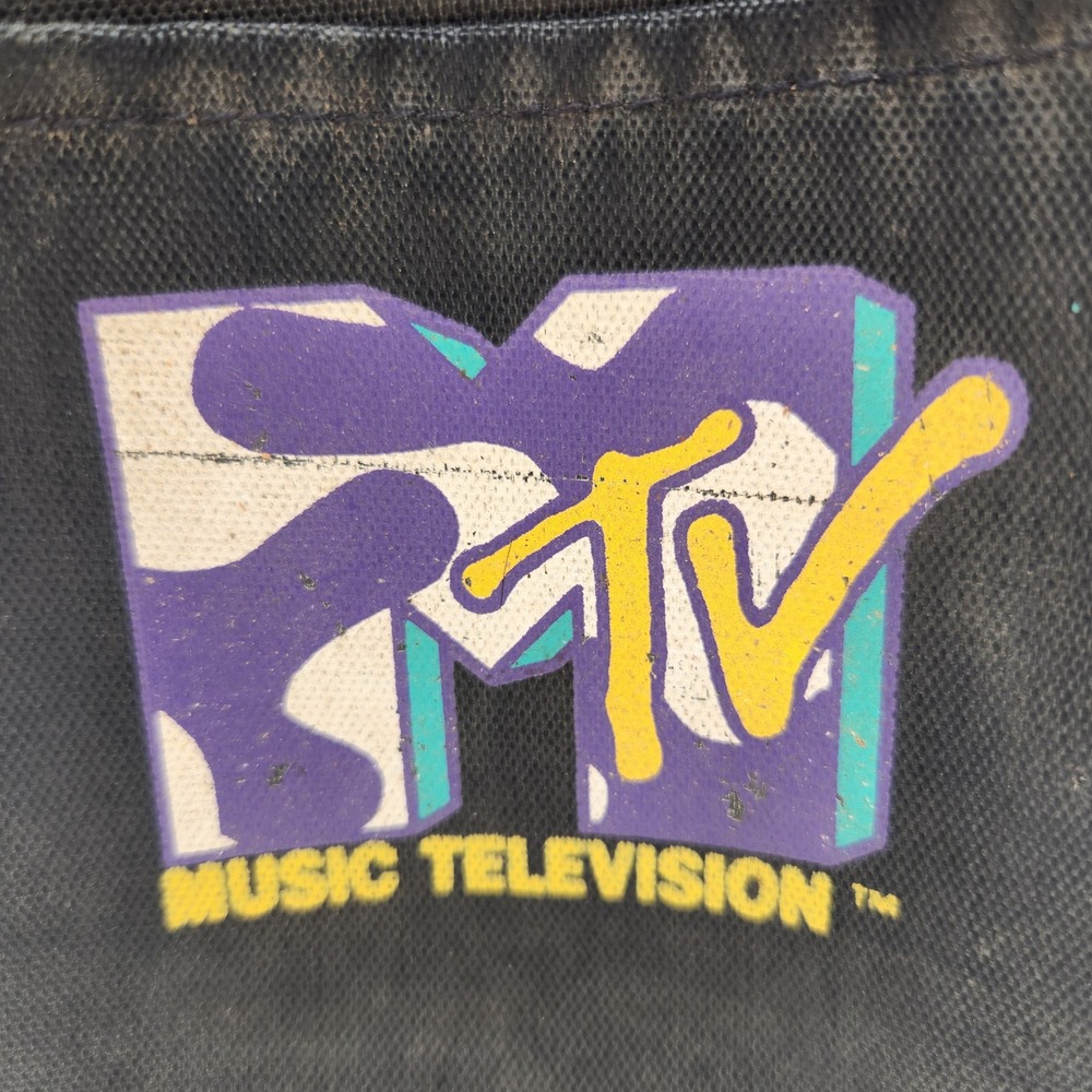 Vintage MTV Music Television Compact Disc Carrying Case Black Nylon 12 Slot Bag - Picture 2 of 6
